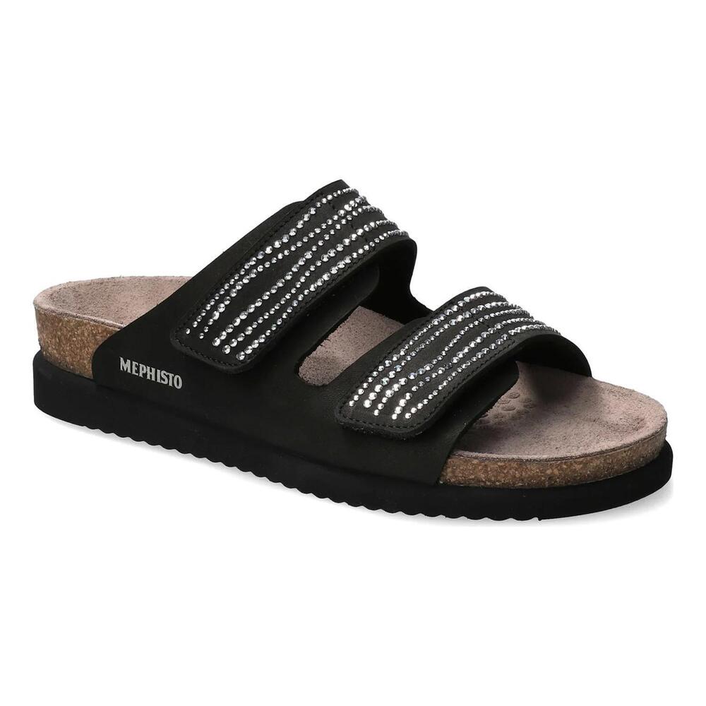 NEW MEPHISTO women's halma spark sandal in black sandalbuck 6000